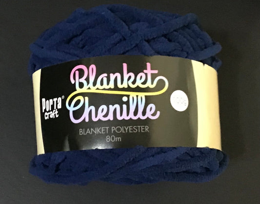 Blanket Chenille - Blanket Polyester Wool 80m - 100g - Solid Dark Blue