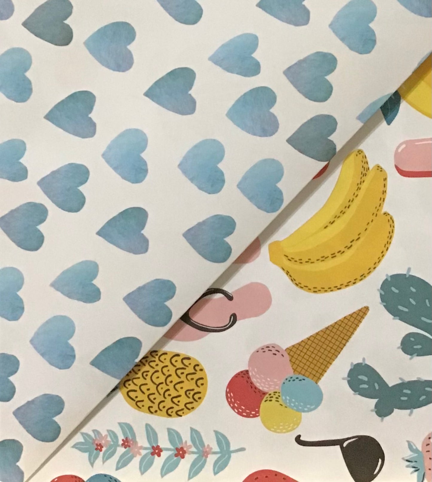 Koala Collection Wrap D/S - 2x Blue Hearts & Summer Vibes - 69x49cm