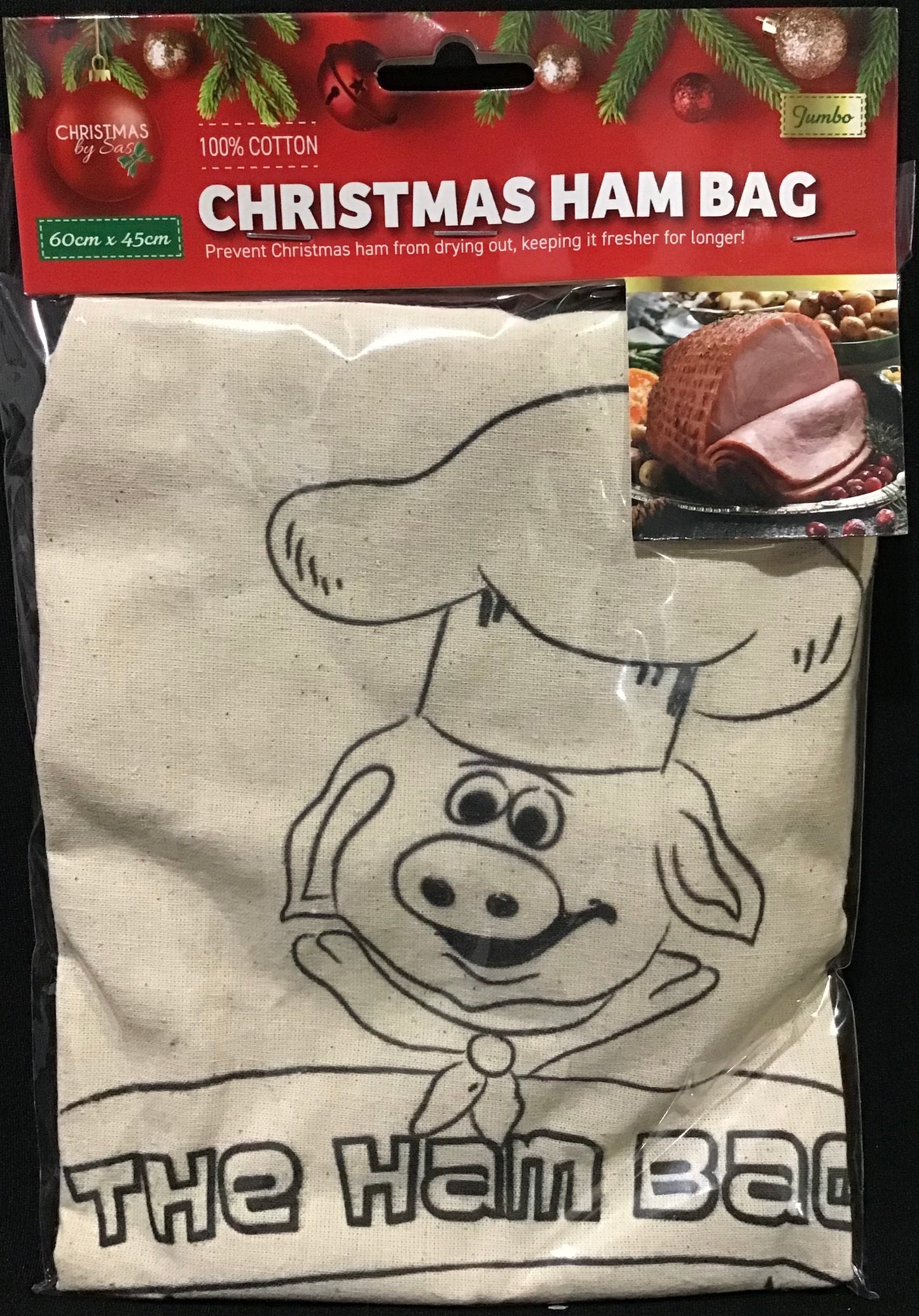 Jumbo Christmas Ham Bag 100% Cotton - Size 60cm x 45cm