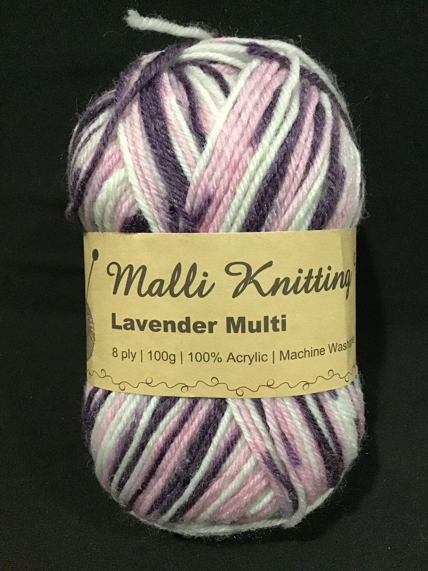 Malli Knitting Yarn - 8 Ply - Lavender Multi - 100g - 100% Acrylic