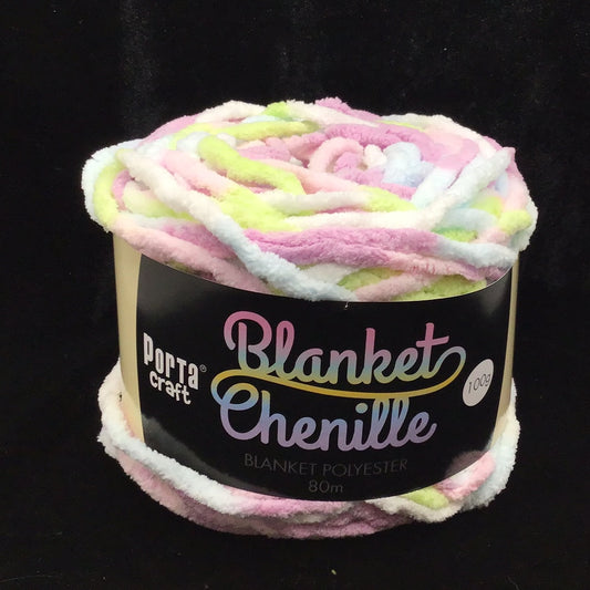 Blanket Chenille - Blanket Polyester Wool 80m - 100g - Multi Pastel Rainbow