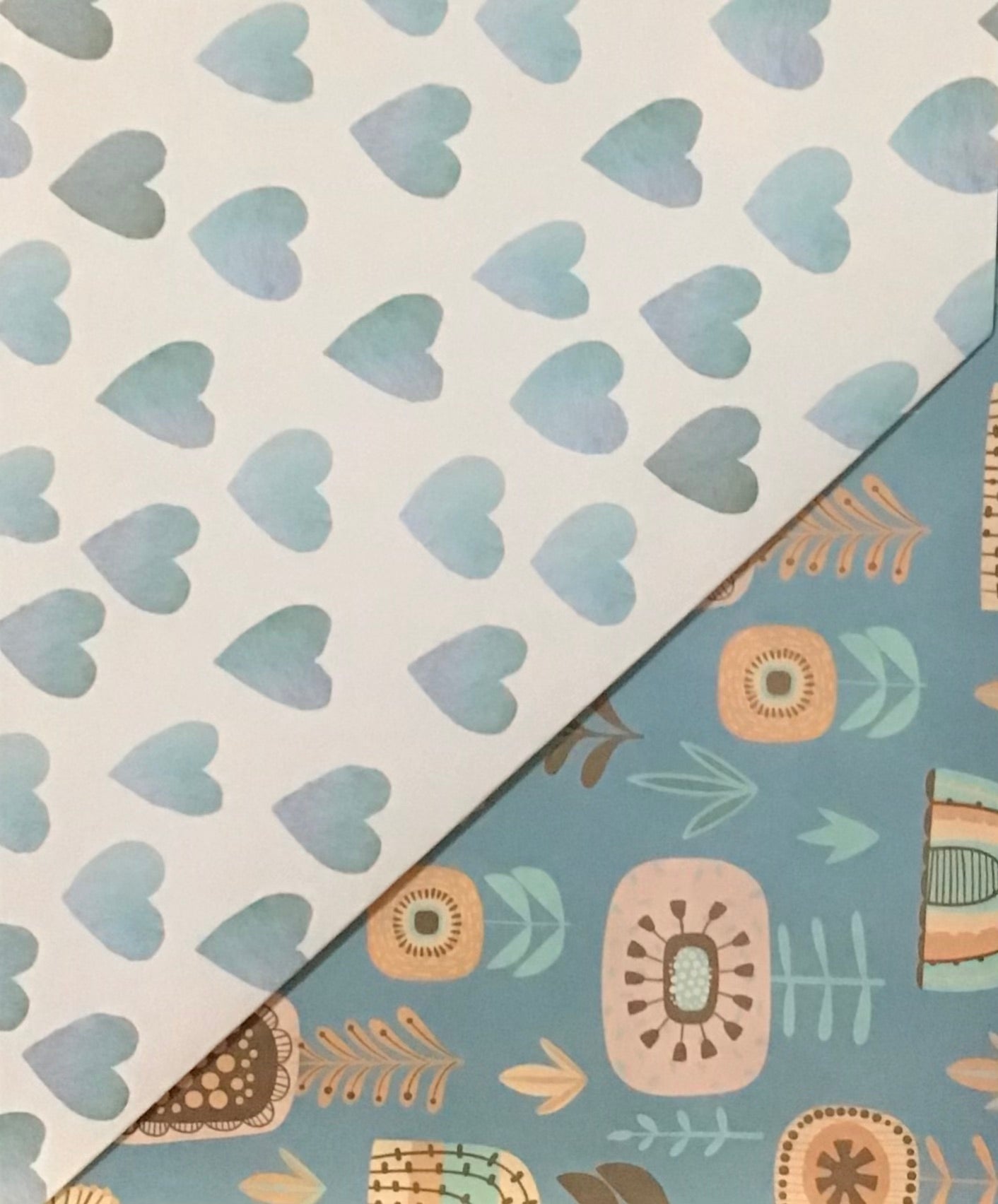 Koala Collection Wrap D/S - 2x Blue Hearts & Beautiful Blooms - 69x49cm