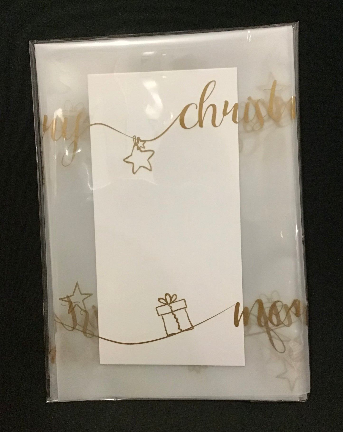 Frosted Cellophane - Merry Christmas - Gold - 1 Sheet - 50x70