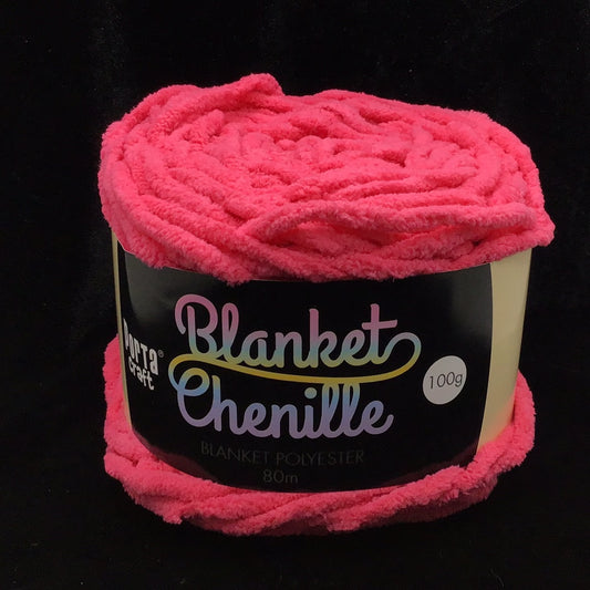 Blanket Chenille - Blanket Polyester Wool 80m - 100g - Solid Hot Pink