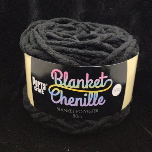 Blanket Chenille - Blanket Polyester Wool 80m - 100g - Solid Black