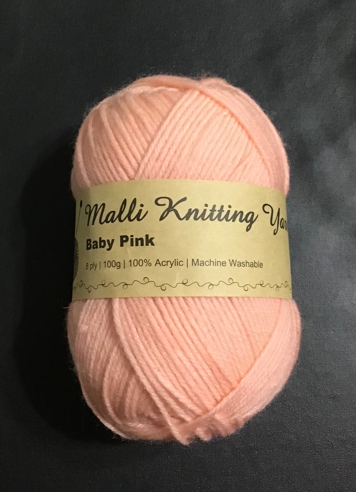 Malli Knitting Yarn - 8 Ply - Baby Pink - 100g - 100% Acrylic