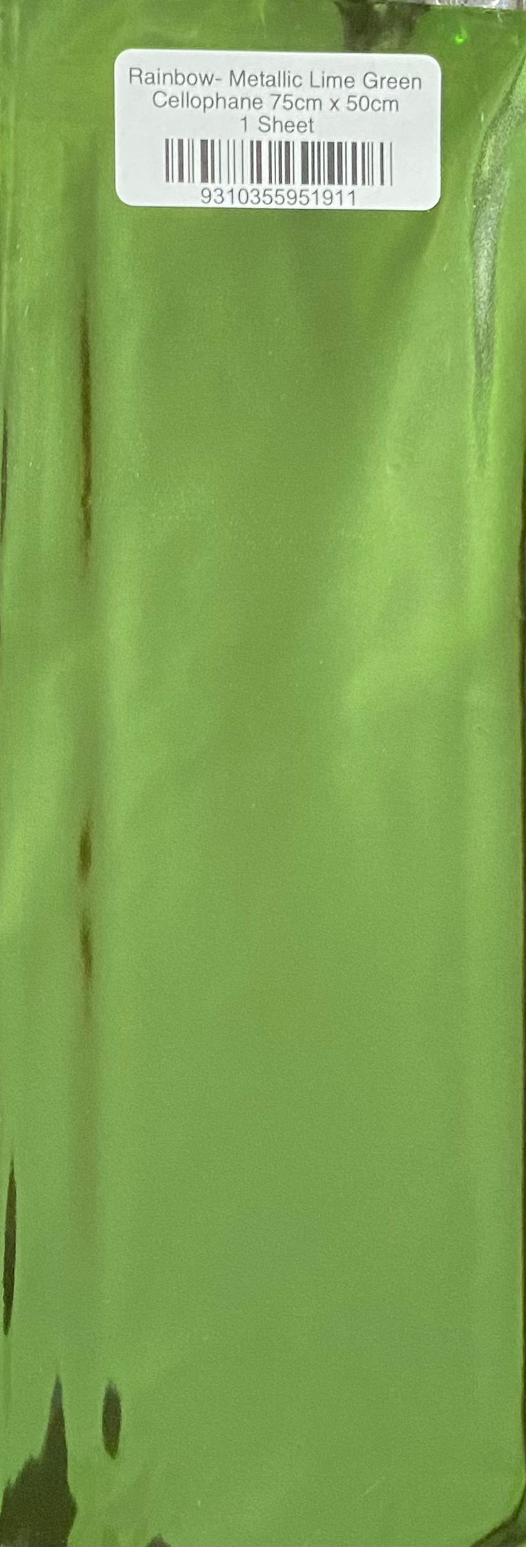 Metallic cellophane - Lime Green -1 sheet - 500x750mm