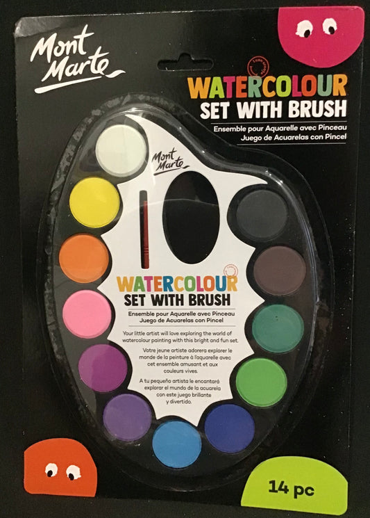 Mont Marte Watercolour set with Brush - 14 pce