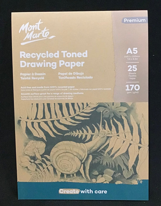 Mont Marte - A5 Recycled Toned Drawing Paper - 25 Sheets - 170gsm