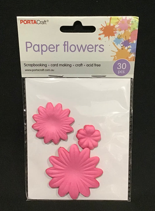 Paper Flowers - 3 Sizes - Bright Pink - 30 pieces