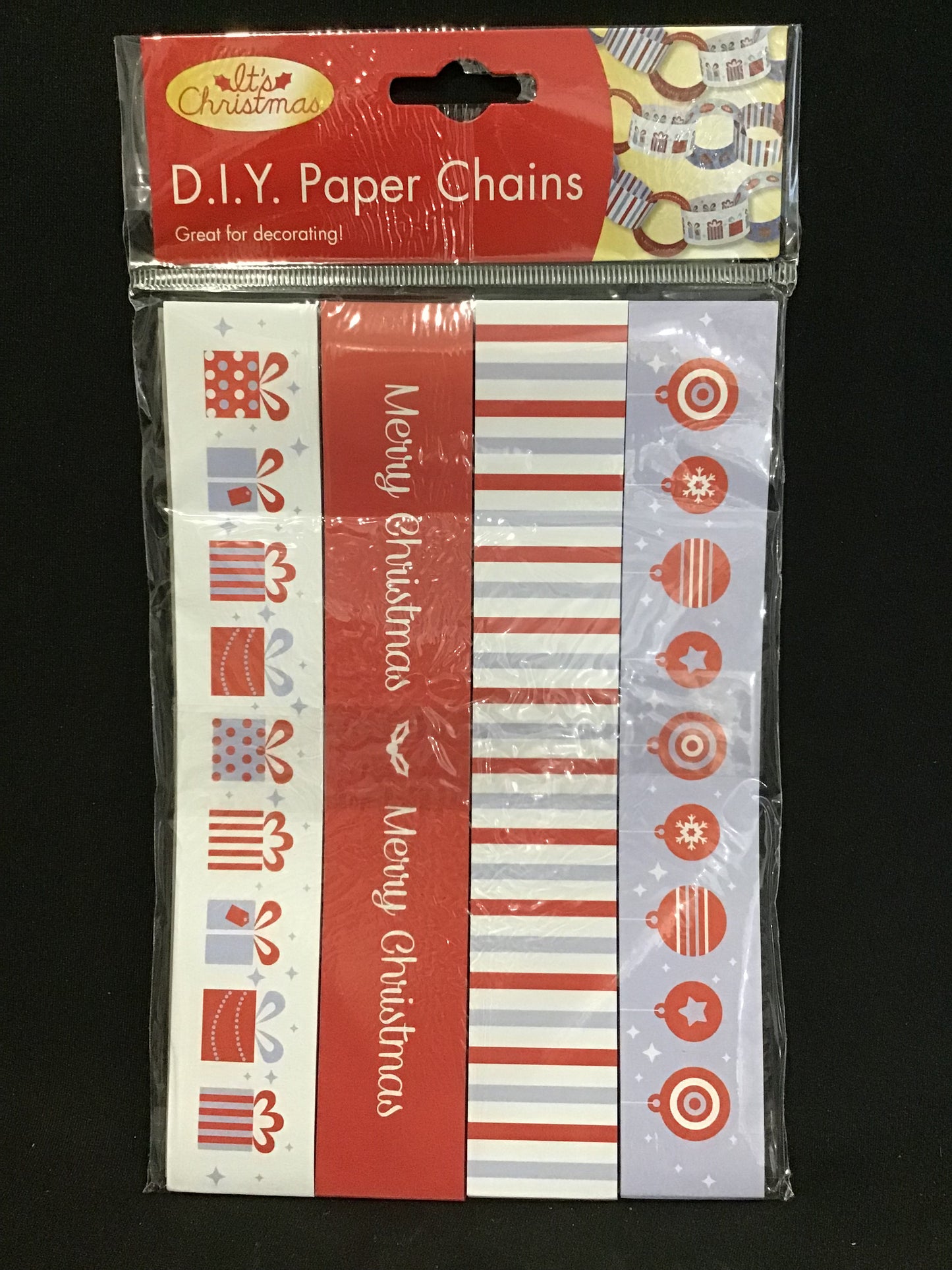 DIY Paper Chains - Merry Christmas/Baubles/Presents - 1 pack