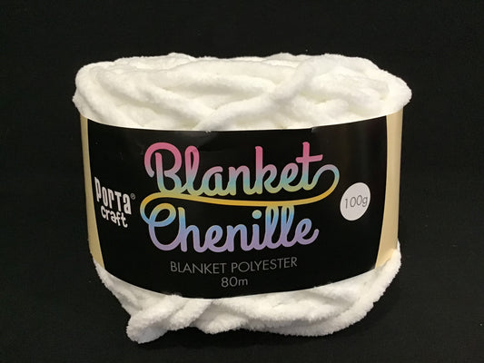 Blanket Chenille - Blanket Polyester Wool 80m - 100g - Solid Pure White