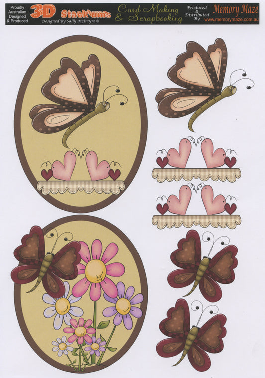 3D Cuttables Butterflies & Hearts - 1 sheet