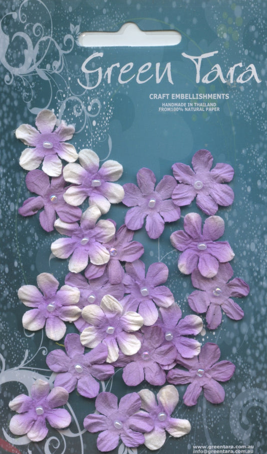 Mini Flowers - Lavender with Pearl centre  - 20 pk