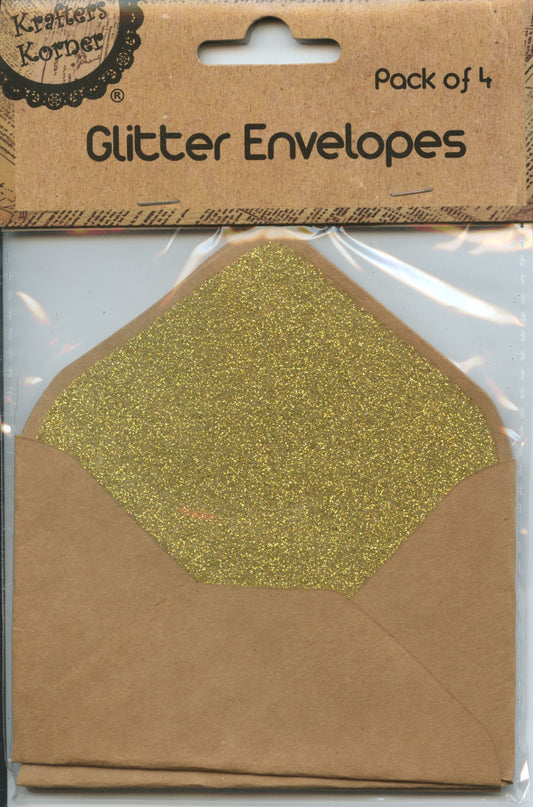 Glitter Envelopes Pack of 4- Gold