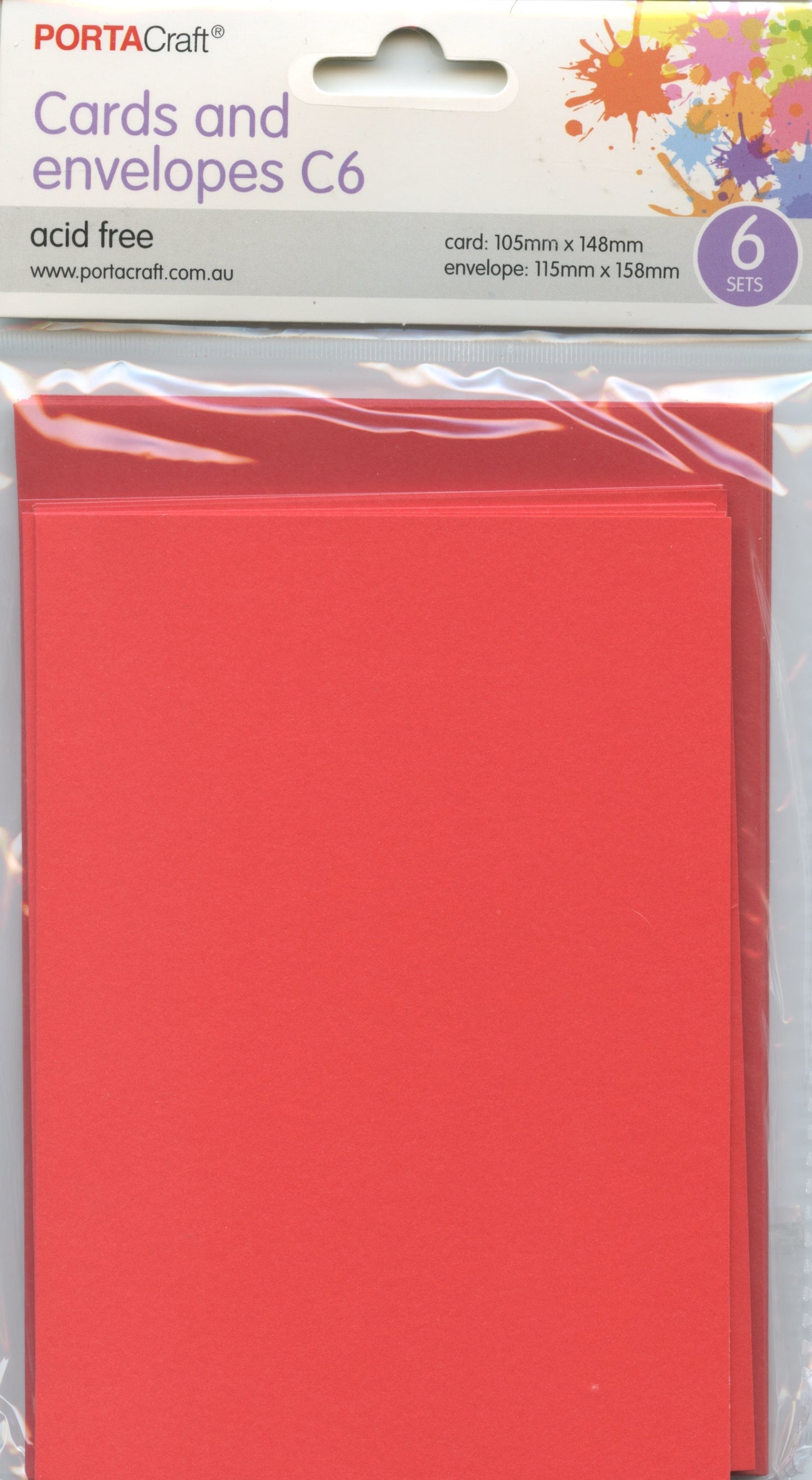 Porta Craft Cards and Envelopes C6 - 6 Sets - Red