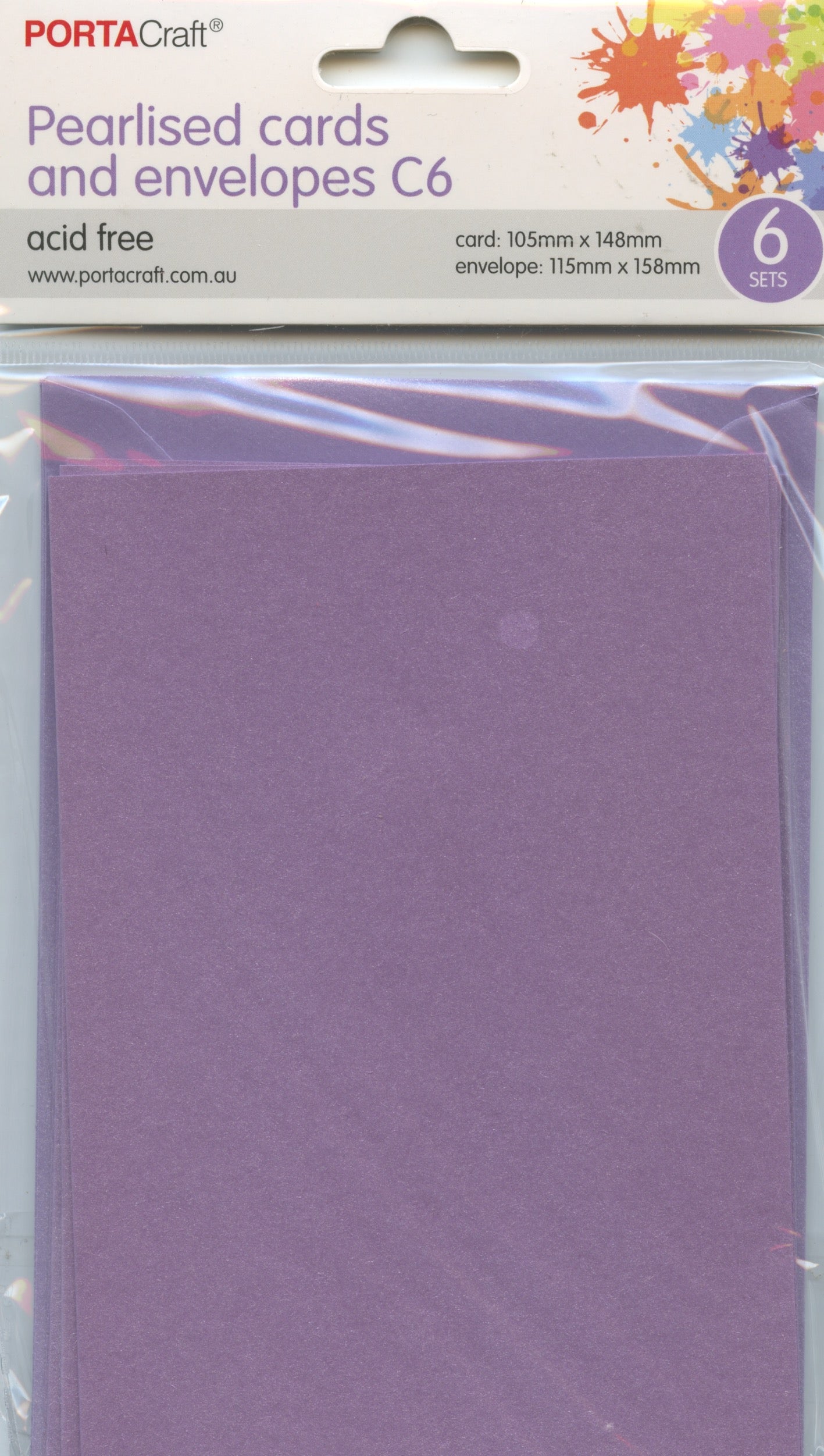 Pearlised Cards and Envelopes C6 - Mauve - 6 sets