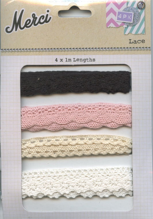 Merci Lace 4 pack - 4 x 1m lengths