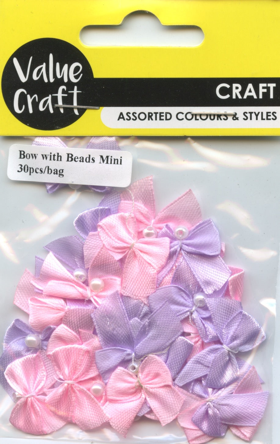Bows with pearls - Pink and Mauve - 30 pack
