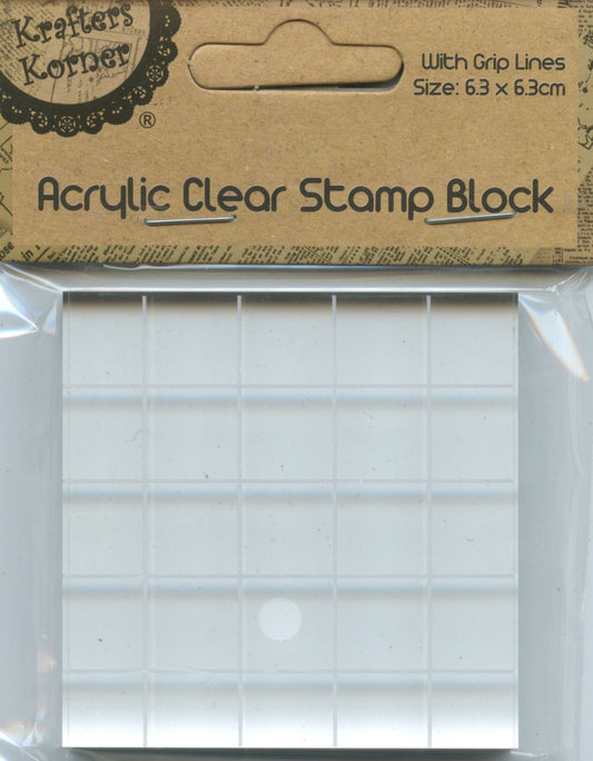 Acrylic Clear Stamp Block with Grip Lines - 6.3 x 6.3cm