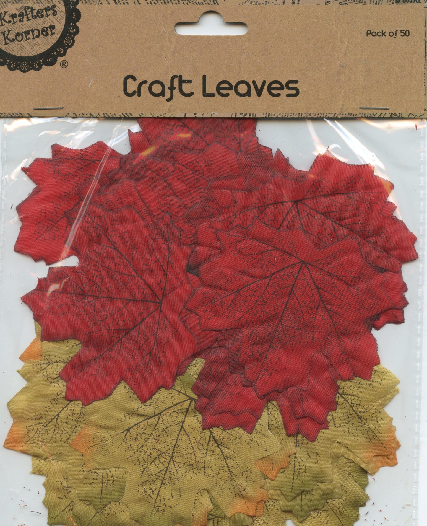 Craft Leaves - Green/Red - Pack of 50 - Pack #3
