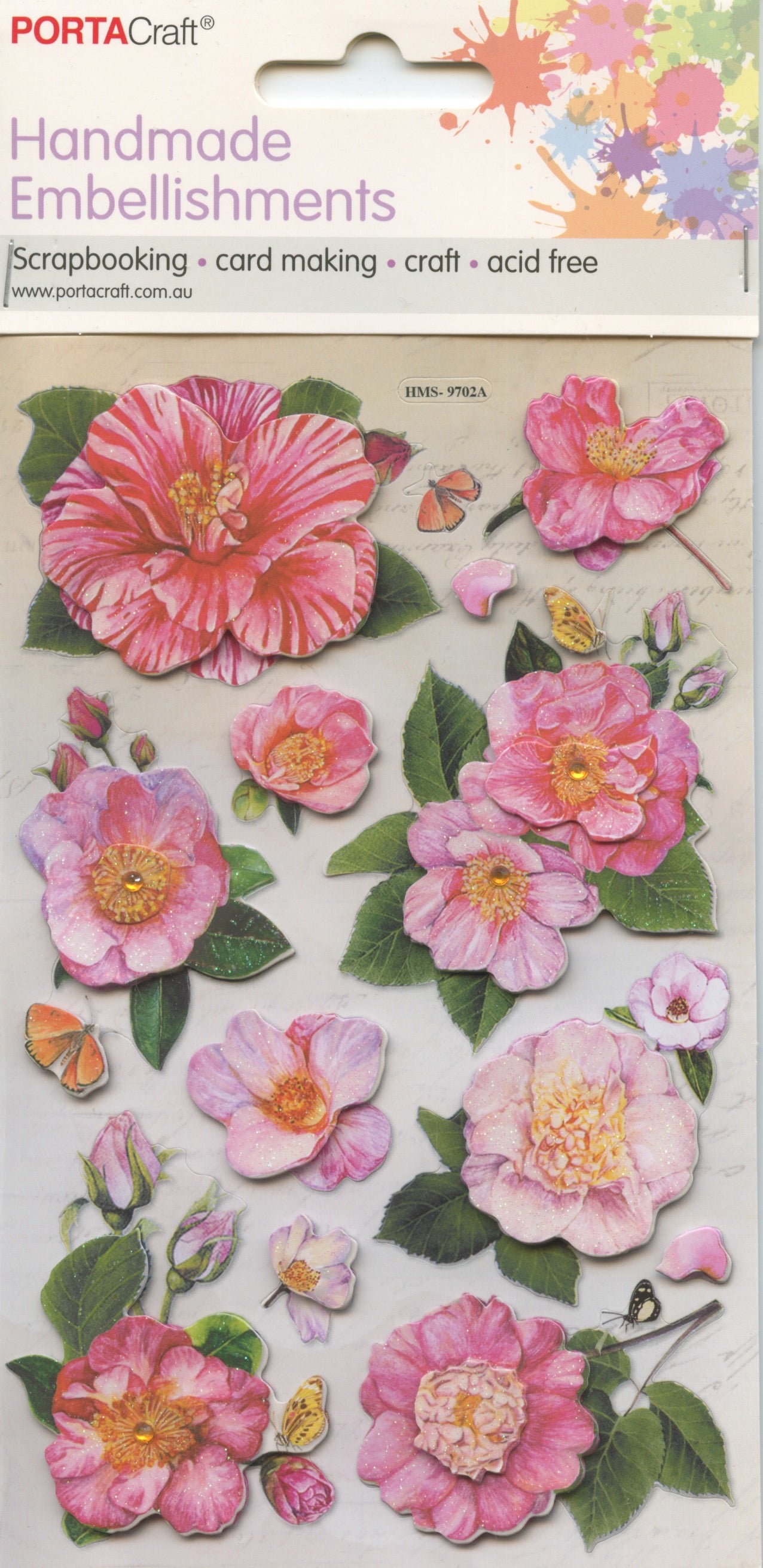 Handmade Embellishments Stickers - Pink Blossom - #9702A - Pink 15pk