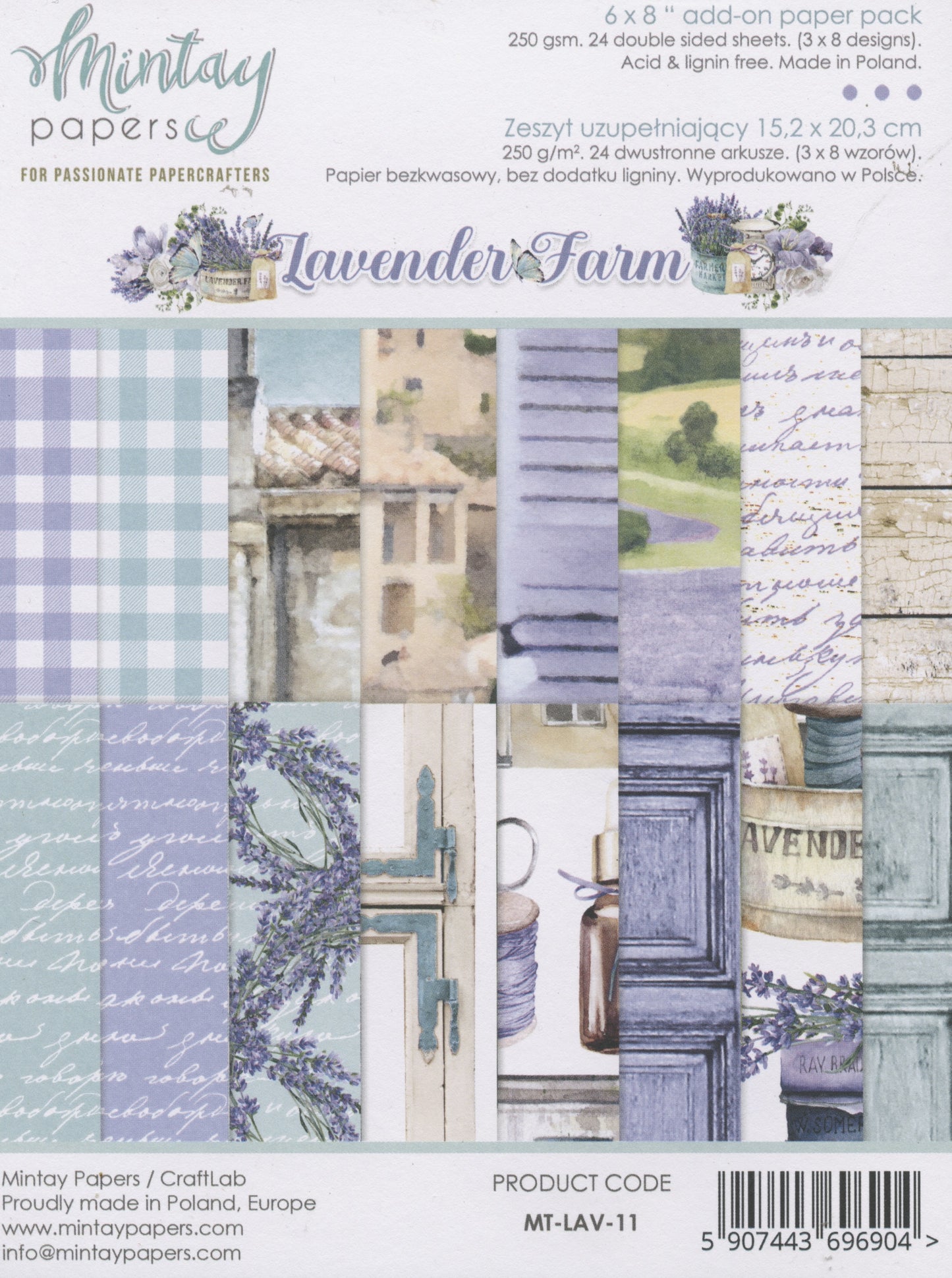 Lavender Farm Paper pad - 24x Double sided sheets - 15.2x20.3cm