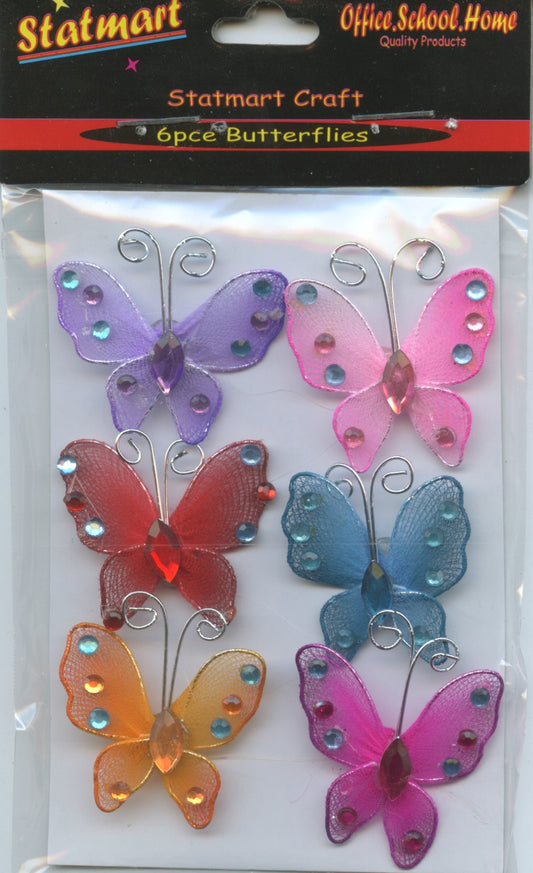 Silk Butterflies - 6 Colours - 6 pk