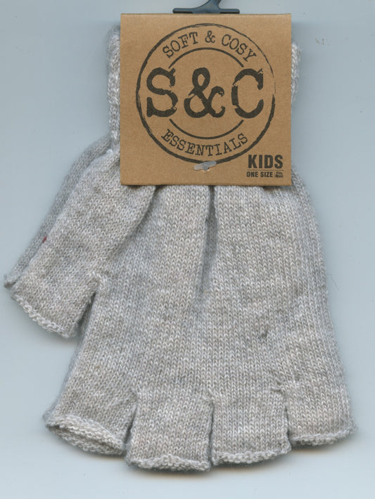Soft and Cosy - Kids Fingerless Gloves - Light Grey