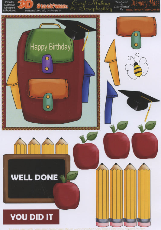 3D Cuttables Card Toppers - School Theme - 1 Sheet