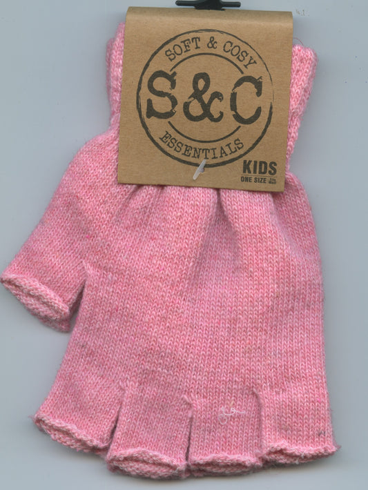 Soft and Cosy - Kids Fingerless Gloves - Pink