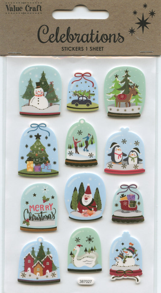 Christmas Snow Globe Stickers 12pk