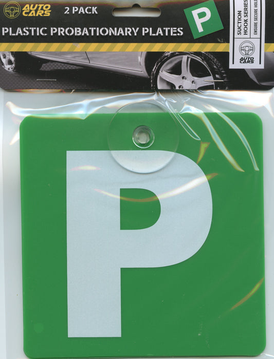 Suction Hook P plates - Green - VIC/WA - 15cm x 15cm - Pack of 2