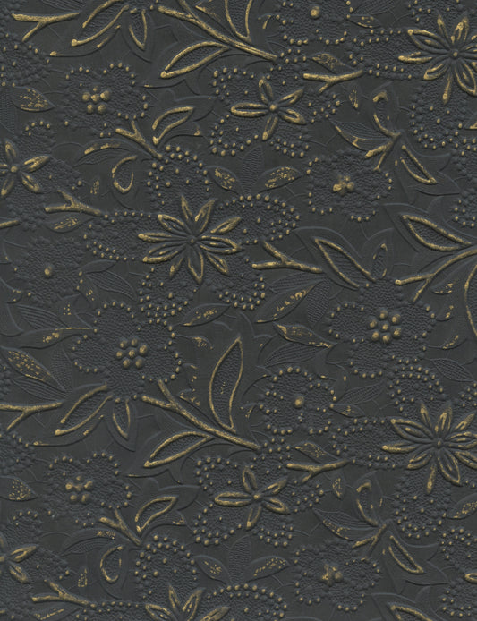 Specialty Paper 1 x Handmade A4 Embossed Black/Gold Spring Flower Paper