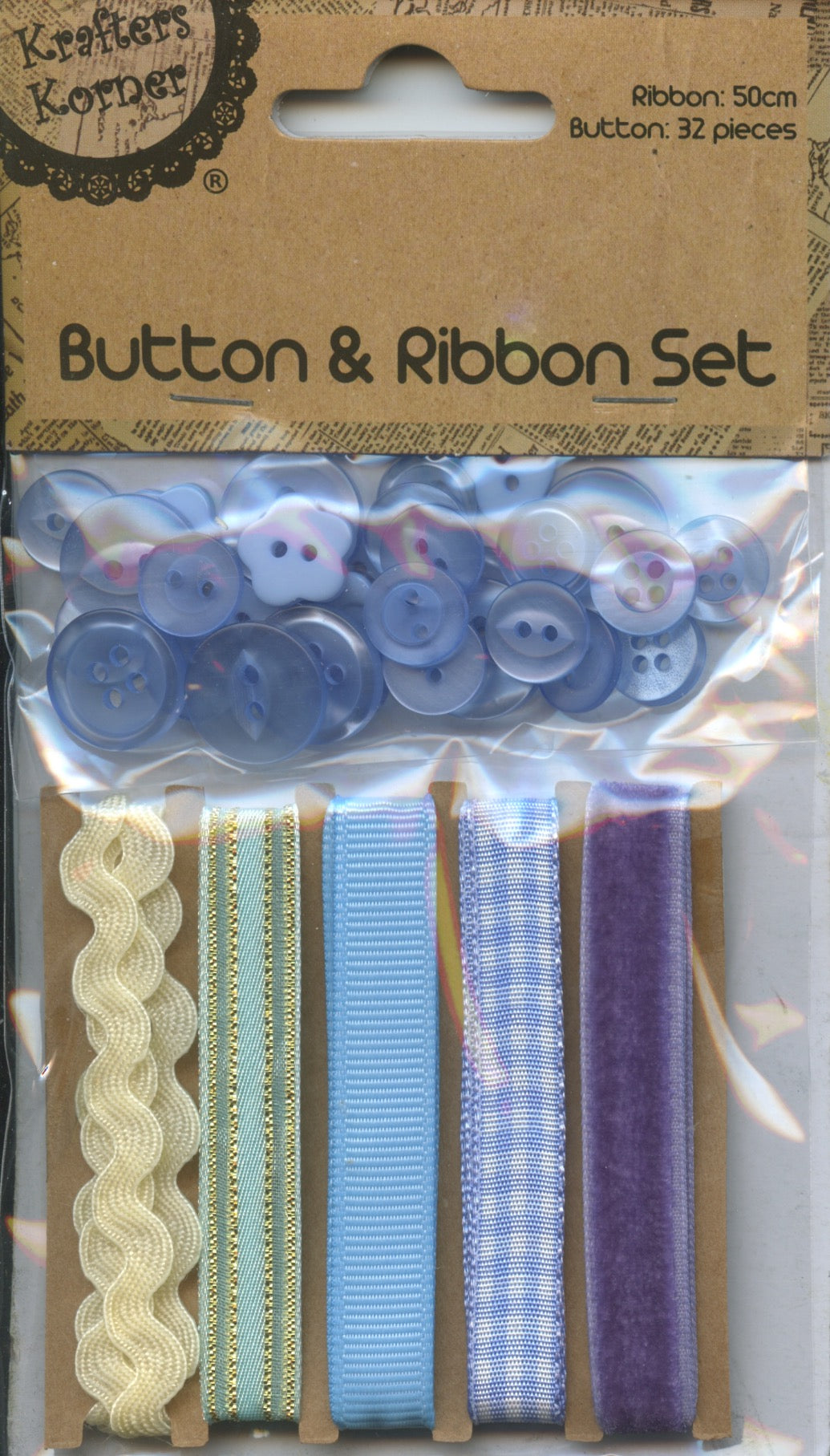 Button and Ribbon Set - Blue