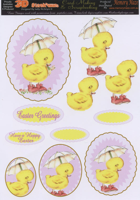 3D Cuttables - Easter Chicks & Wording -  1 sheet