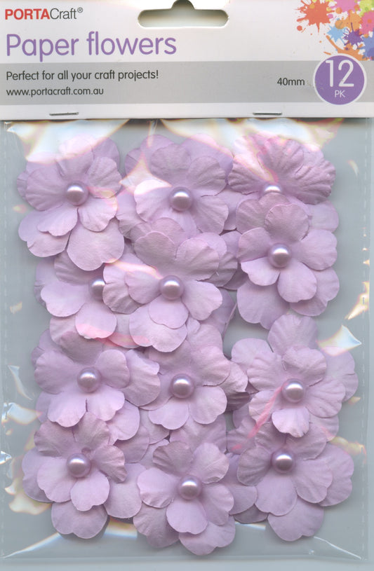 Porta Craft Paper Flowers 12pk 40mm - Mauve