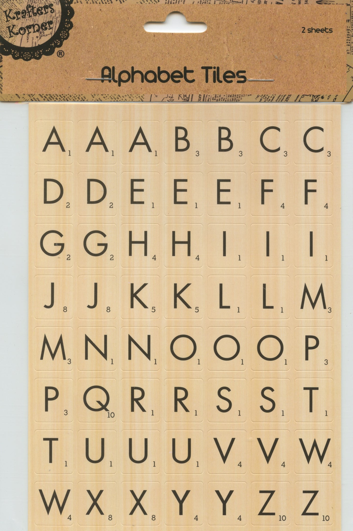 Alphabet Tiles 112 - Two Sheets