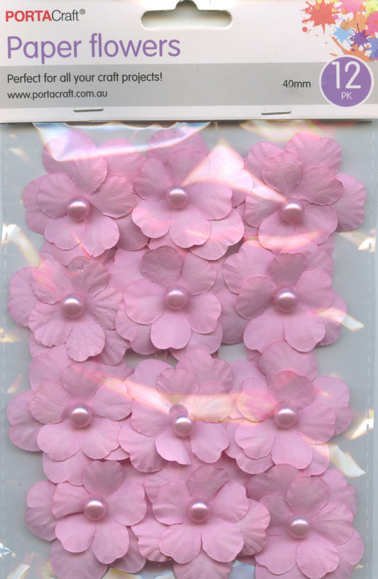 Porta Craft Paper Flowers 12pk 40mm - Light Pink