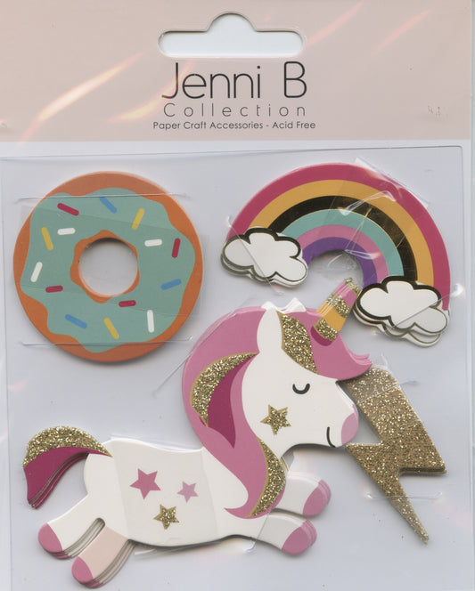 Jenni B Collection - 3D Unicorn/Rainbow/Donut/Lightning Bolt - 4pk