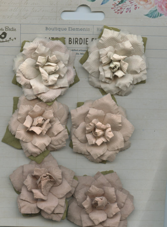 Little Birdie Handmade Embellishments 3D Flower Carol Dusty Rose 6pc