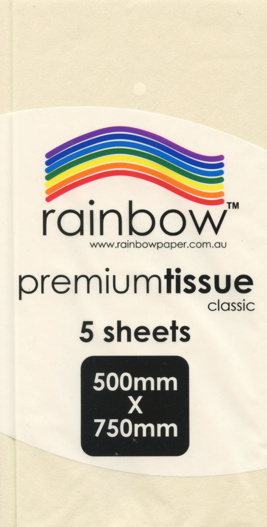 Premium Tissue Paper Classic Cream 5 Pack - 750mm x 500mm