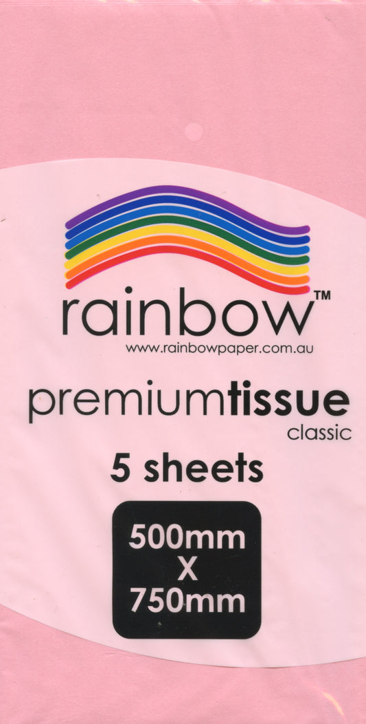 Premium Tissue Paper Classic Pink 5 Pack - 750mm x 500mm
