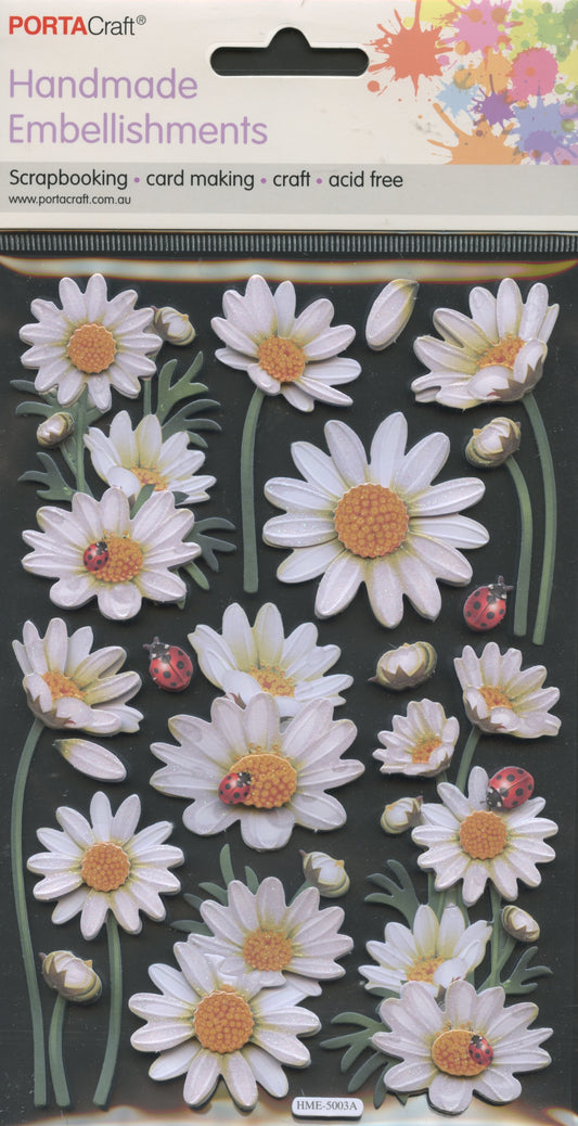 Handmade Embellishments adhesive - Daisies and Ladybirds