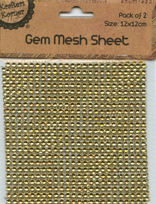 Gem Mesh Sheet - Gold - 12cm x 12cm - 2pk