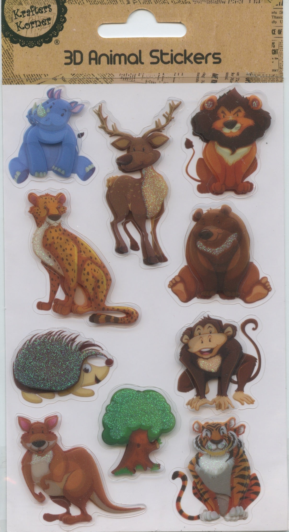 3D Animal Stickers - 10 Pack