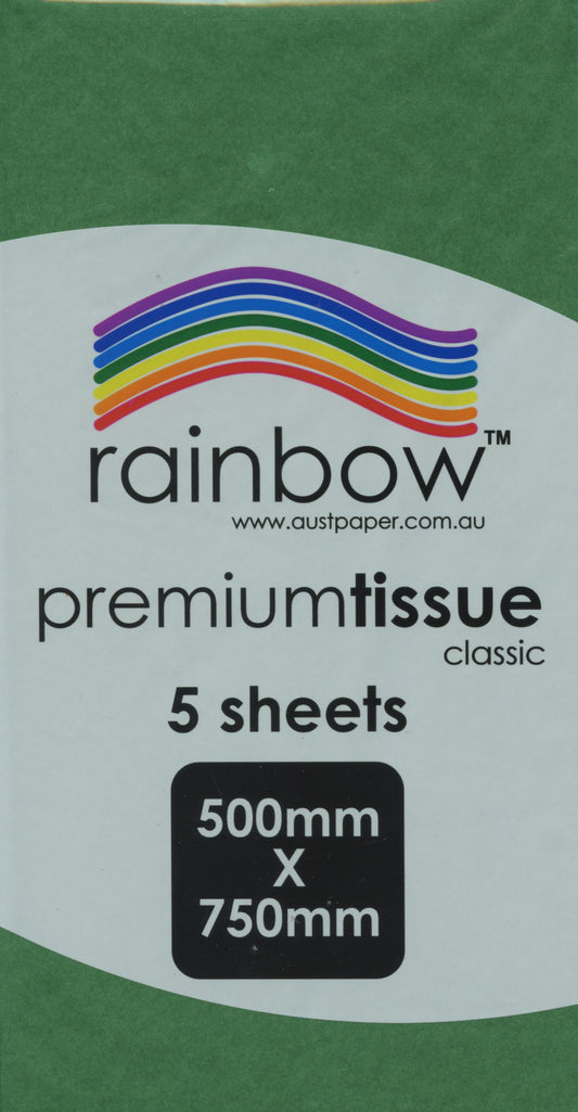 Premium Tissue Paper Classic Dark Green 5 Pack -  750mm x 500mm