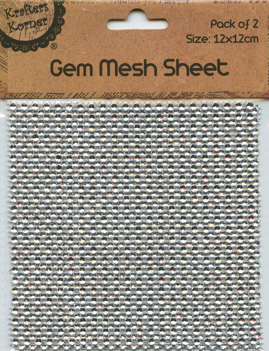 Gem Mesh Sheet - Silver - 12cm x 12cm - 2pk