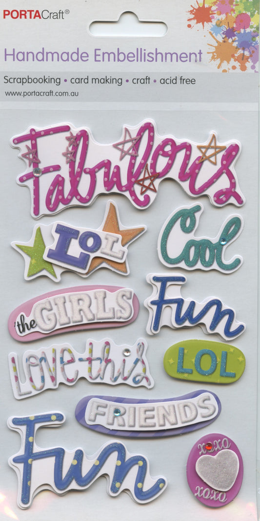 Handmade Embellishment - Wordings - Fun/Fabulous