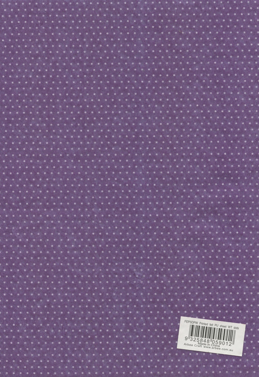 Printed Felt - Purple with Small White Dots - 1 Piece